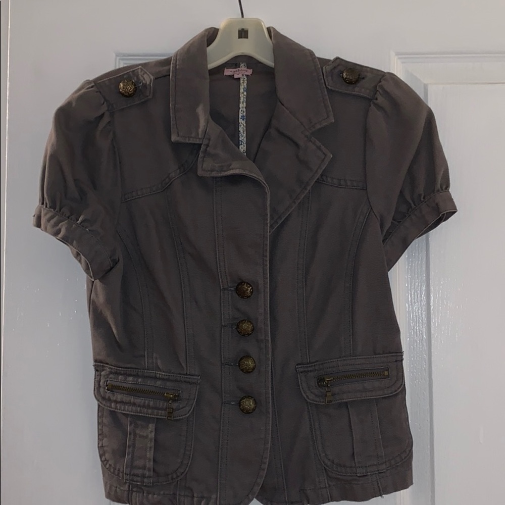 Short Sleeve Denim Material Blazer